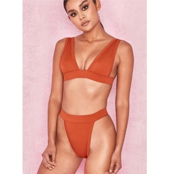 HOUSE OF CB Mawi Terracotta Rust Bikini Set XS - Picture 4 of 14